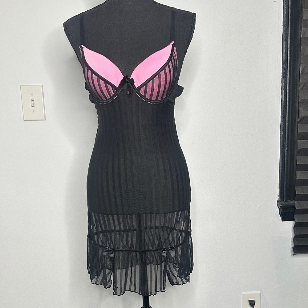 Black and Pink Sheer Chemise
